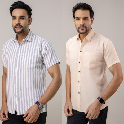 AuzaSho Collection Men Self Design Casual Multicolor Shirt(Pack of 2)