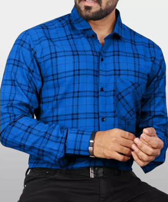 RODEIZ Men Checkered Casual Blue Shirt