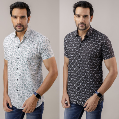 Auzanoor Collection Men Printed Casual Multicolor Shirt(Pack of 2)