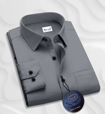 SHEERLOOK Men Solid Casual Grey Shirt