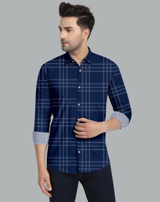 Yaara fashion Men Checkered Casual Blue Shirt