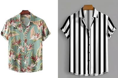 GrecoClothStore Men Printed, Solid Casual Green Shirt(Pack of 2)