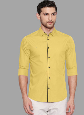 SURRT FASHION Men Solid Casual Yellow Shirt