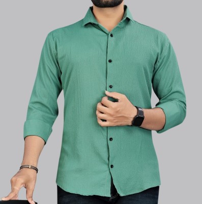 IKON FASHION Men Solid Casual Green Shirt