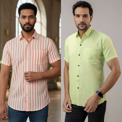 Shozaai Collection Men Self Design Casual Multicolor Shirt(Pack of 2)