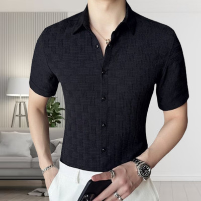 DHAMELIYA ENTERPRISE Men Self Design Casual Black Shirt