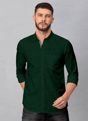 SURRT FASHION Men Solid Casual Dark Green Shirt