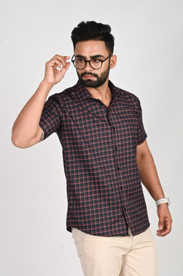 Tanip Men Checkered Casual Red Shirt