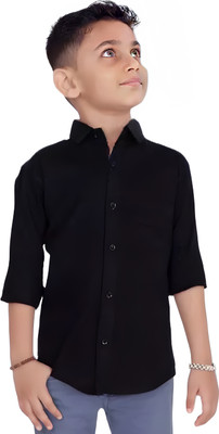 Radhe Govind Boys Solid Casual Black Shirt