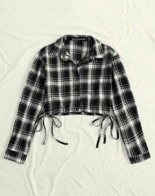 Women Checkered Party Black, White Shirt