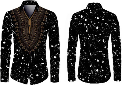 VMENTERPRISE Men Printed Casual Black Shirt