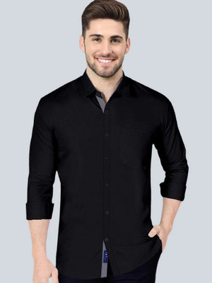 UWR Men Solid Casual Black Shirt