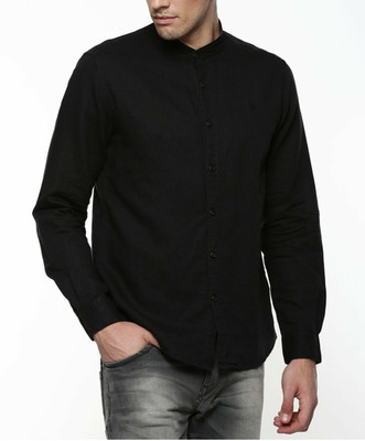 BASE 41 Men Solid Casual Black Shirt