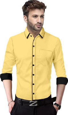 SURRT FASHION Men Solid Casual Cream Shirt