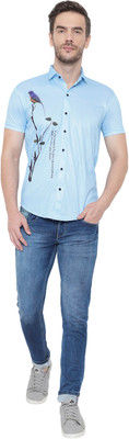 DHAMELIYA ENTERPRISE Men Printed Casual Light Blue Shirt