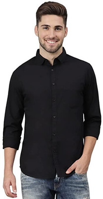 AAZAD Men Solid Casual Black Shirt