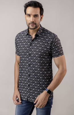 Shozaai Collection Men Printed Casual Black Shirt