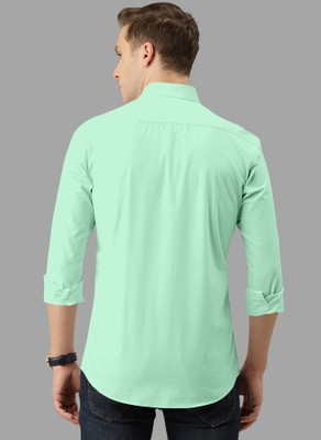 SURRT FASHION Men Solid Casual Light Green Shirt