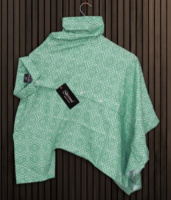 Adi Men Printed Casual Green, White Shirt