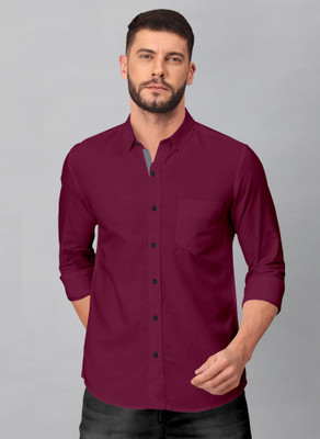 RGSTORE Men Solid Casual Maroon Shirt
