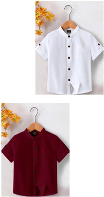 Zarila Boys Solid Casual Multicolor Shirt(Pack of 2)