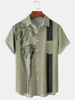 SH FSN Men Printed Casual Green Shirt