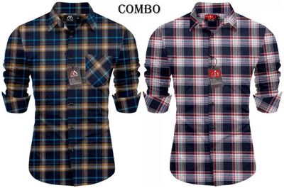 Kadhare Fashion Men Checkered Formal Multicolor Shirt(Pack of 2)