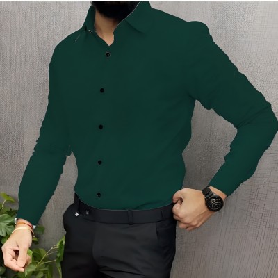 Anymouse Enterprise Men Self Design Casual Green Shirt