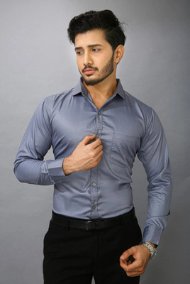 Neviq Trend Men Solid Casual Grey Shirt