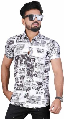 ANITA FASHION Men Printed Casual White, Black Shirt