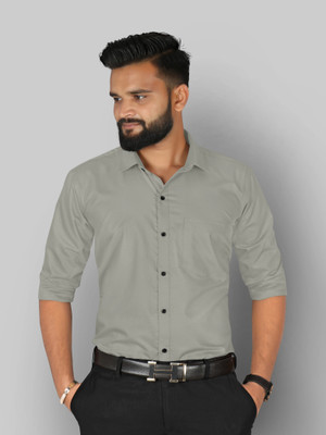 FIBERMILL Men Solid Formal Grey Shirt