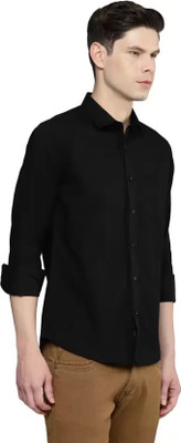 NOIL Men Solid Casual Black Shirt