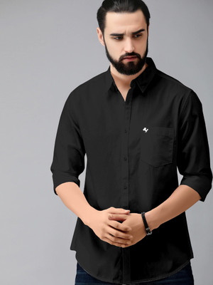 Lizzy Men Solid Casual Black Shirt