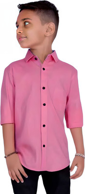 Radhe Govind Boys Solid Casual Pink Shirt