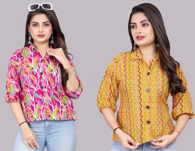 INEZAA Women Printed Casual Multicolor Shirt(Pack of 2)