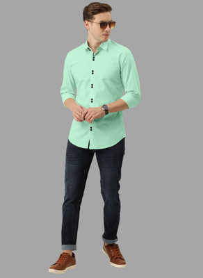 SURRT FASHION Men Solid Casual Light Green Shirt