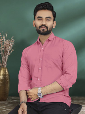 METRONAUT Men Solid Casual Pink Shirt