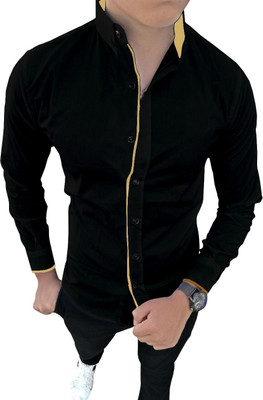 SURRT FASHION Men Solid Casual Black Shirt