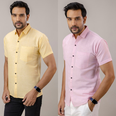 AUZAAI COLLECTION Men Solid Casual Multicolor Shirt(Pack of 2)
