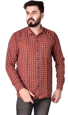 Marc Laurent Men Checkered Casual Brown, Blue, Beige Shirt