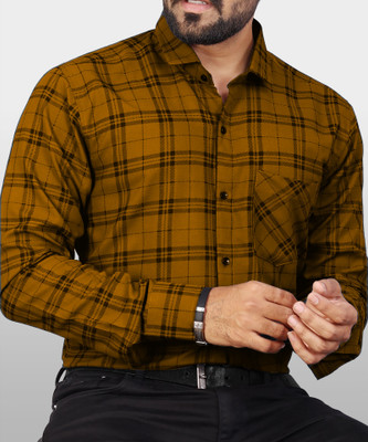 Surhi Men Checkered Casual Brown Shirt