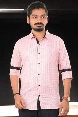 PUBHIZA Men Checkered Casual Light Blue Shirt