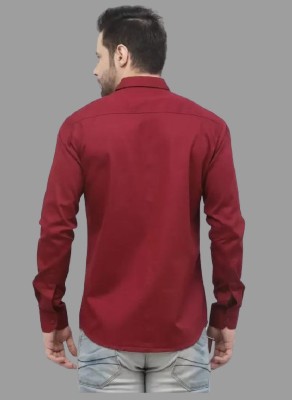 HouseOfCommon Men Solid Casual Maroon Shirt