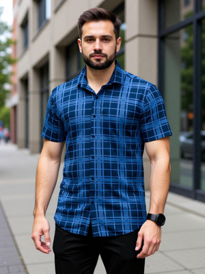 DADAIMPEX Men Printed Casual Dark Blue Shirt