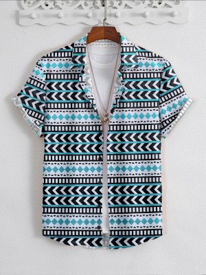 Varni Creation Men Printed Casual Black, Blue, White Shirt