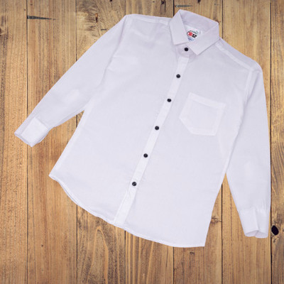 ShopGlobal Boys Solid Casual White Shirt