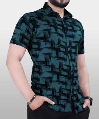 FoxGlow Men Printed Casual Green Shirt