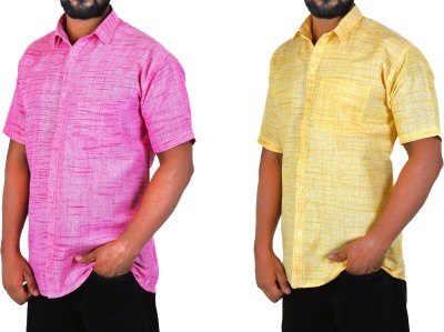 AUZAAI COLLECTION Men Self Design Casual Multicolor Shirt(Pack of 2)