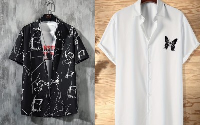 DADA IMPEX Men Printed Casual Black Shirt