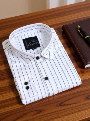 TIGERSNAKE Men Self Design Casual White Shirt